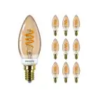 Lot 10x Philips MASTER Value LED Bougie E14 Vintage Filament Dorée 2.5W 136lm - 927  | Meilleur rendu de couleur - Dimmable - Remplacement 25W